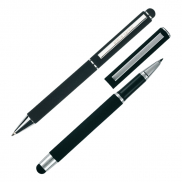 Zestaw piśmienny długopis i pióro kulkowe touch pen soft touch CLAUDIE Pierre Cardin - czarny