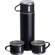 Termos z 3 kubkami ICELAND 400 ml - czarny