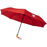 Składany, automatycznie otwierany/zamykany parasol Bo 21” wykonany z plastiku PET z recyklingu, czerwony