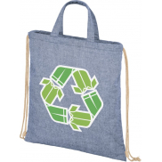 Plecak Pheebs z bawełnianym sznurkiem ściągającym z recyklingu o gramaturze 210 g/m², niebieski