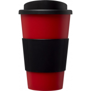 Kubek termiczny z serii Americano® o pojemności 350 ml z uchwytem, czerwony, czarny