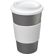 Kubek termiczny z serii Americano® o pojemności 350 ml z uchwytem, szary, biały