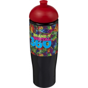 Bidon H2O Tempo® o pojemności 700 ml z wypukłym wieczkiem, czarny, czerwony