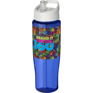 Bidon H2O Tempo® o pojemności 700 ml z wieczkiem z słomką, niebieski, biały