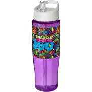 Bidon H2O Tempo® o pojemności 700 ml z wieczkiem z słomką, fioletowy, biały