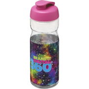 Bidon H2O Base® o pojemności 650 ml z wieczkiem zaciskowym, biały, różowy