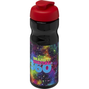 Bidon H2O Base® o pojemności 650 ml z wieczkiem zaciskowym, czarny, czerwony