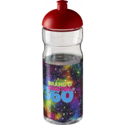 Bidon H2O Base® o pojemności 650 ml z wypukłym wieczkiem, biały, czerwony