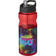 Bidon H2O Base® o pojemności 650 ml z wieczkiem z słomką, czerwony, czarny