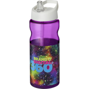 Bidon H2O Base® o pojemności 650 ml z wieczkiem z słomką, fioletowy, biały
