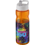 Bidon H2O Base® o pojemności 650 ml z wieczkiem z słomką, pomarańczowy, biały