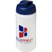 Bidon Baseline® Plus o pojemności 500 ml z wieczkiem zaciskowym, biały, niebieski