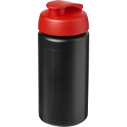 Bidon Baseline® Plus o pojemności 500 ml z wieczkiem zaciskowym i uchwytem, czarny, czerwony