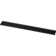 Linijka Renzo o długości 30 cm wykonana z tworzywa sztucznego, czarny