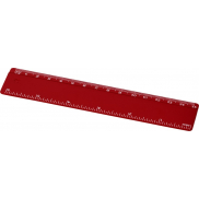 Linijka Renzo o długości 15 cm wykonana z tworzywa sztucznego, czerwony