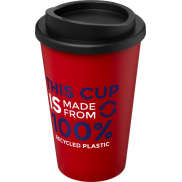 Kubek termiczny americano® o pojemności 350 ml z materiałów pochodzących z recyklingu, czerwony, czarny