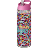 Bidon H2O Vibe o pojemności 850 ml z wieczkiem z dzióbkiem, biały, różowy