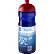 Bidon H2O Eco o pojemności 650 ml z wypukłym wieczkiem, niebieski, czerwony