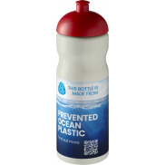 Bidon H2O Eco o pojemności 650 ml z wypukłym wieczkiem, biały, czerwony