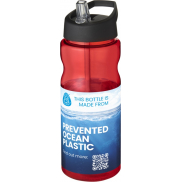 Bidon H2O Eco o pojemności 650 ml z wieczkiem z dzióbkiem, czerwony, czarny