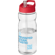 Bidon H2O Eco o pojemności 650 ml z wieczkiem z dzióbkiem, biały, czerwony