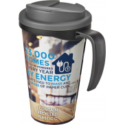 Kubek Brite-Americano® 350 ml z wieczkiem zapobiegającym rozchlapaniu, czarny, szary