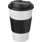 Kubek Americano® 350 ml z uchwytem i pokrywką chroniącą przed rozlaniem, biały, czarny