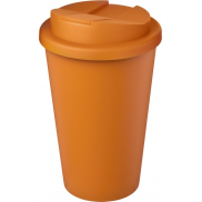 Kubek Americano® Eco z recyklingu o pojemności 350 ml z pokrywą odporną na zalanie, pomarańczowy
