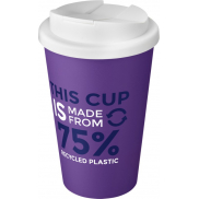 Kubek Americano® Eco z recyklingu o pojemności 350 ml z pokrywą odporną na zalanie, fioletowy, biały