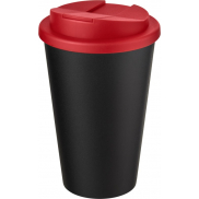 Kubek Americano® Eco z recyklingu o pojemności 350 ml z pokrywą odporną na zalanie, czerwony, czarny