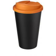 Kubek Americano® Eco z recyklingu o pojemności 350 ml z pokrywą odporną na zalanie, pomarańczowy, czarny