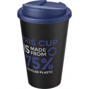 Kubek Americano® Eco z recyklingu o pojemności 350 ml z pokrywą odporną na zalanie, niebieski, czarny