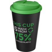 Kubek Americano® Eco z recyklingu o pojemności 350 ml z pokrywą odporną na zalanie, zielony, czarny