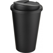 Kubek Americano® Eco z recyklingu o pojemności 350 ml z pokrywą odporną na zalanie, czarny