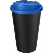 Kubek Americano® Eco z recyklingu o pojemności 350 ml z pokrywą odporną na zalanie, niebieski, czarny