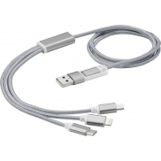 Kabel do ładowania 5 w 1 z podwójnym wejściem Versatile, szary