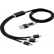 Kabel do ładowania 5 w 1 z podwójnym wejściem Versatile, czarny