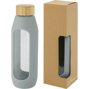 Tidan Butelka z borokrzemianowego szkła o pojemności 600 ml z silikonowym uchwytem, szary