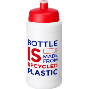 Baseline 500 ml butelka sportowa z recyklingu, biały, czerwony