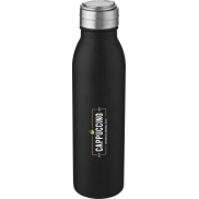 Bidon ze stali nierdzewnej Harper o pojemności 700 ml z metalową pętelką, czarny