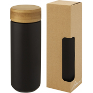 Lumi ceramiczny kubek z bambusową pokrywką o pojemności 300 ml, czarny