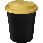 Kubek Americano® Espresso Eco z recyklingu o pojemności 250 ml z pokrywą odporną na zalanie , czarny, żółty
