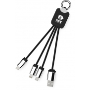 Kabel z podświetlonym logo 3w1 z brelokiem - SCX.design C15, czarny, biały