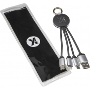 Kabel z podświetlonym logo 3w1 z brelokiem - SCX.design C16, niebieski, czarny