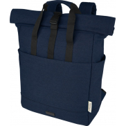 Joey 15-calowy plecak na laptopa z płótna z recyklingu z certyfikatem GRS o pojemności 15 l, niebieski