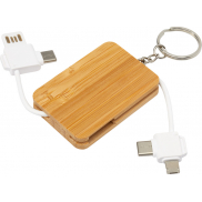 Reel chowany kabel do ładowania 6 w 1 w formie bambusowego breloka, piasek pustyni