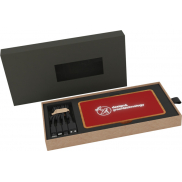 SCX.design P36 podświetlany bezprzewodowy powerbank 5000 mAh, czerwony, brazowy