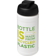 Baseline bidon o pojemności 500 ml z wieczkiem zaciskowym z materiałów z recyklingu, biały, czarny