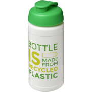Baseline bidon o pojemności 500 ml z wieczkiem zaciskowym z materiałów z recyklingu, biały, zielony