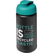 Baseline bidon o pojemności 500 ml z wieczkiem zaciskowym z materiałów z recyklingu, czarny, niebieski